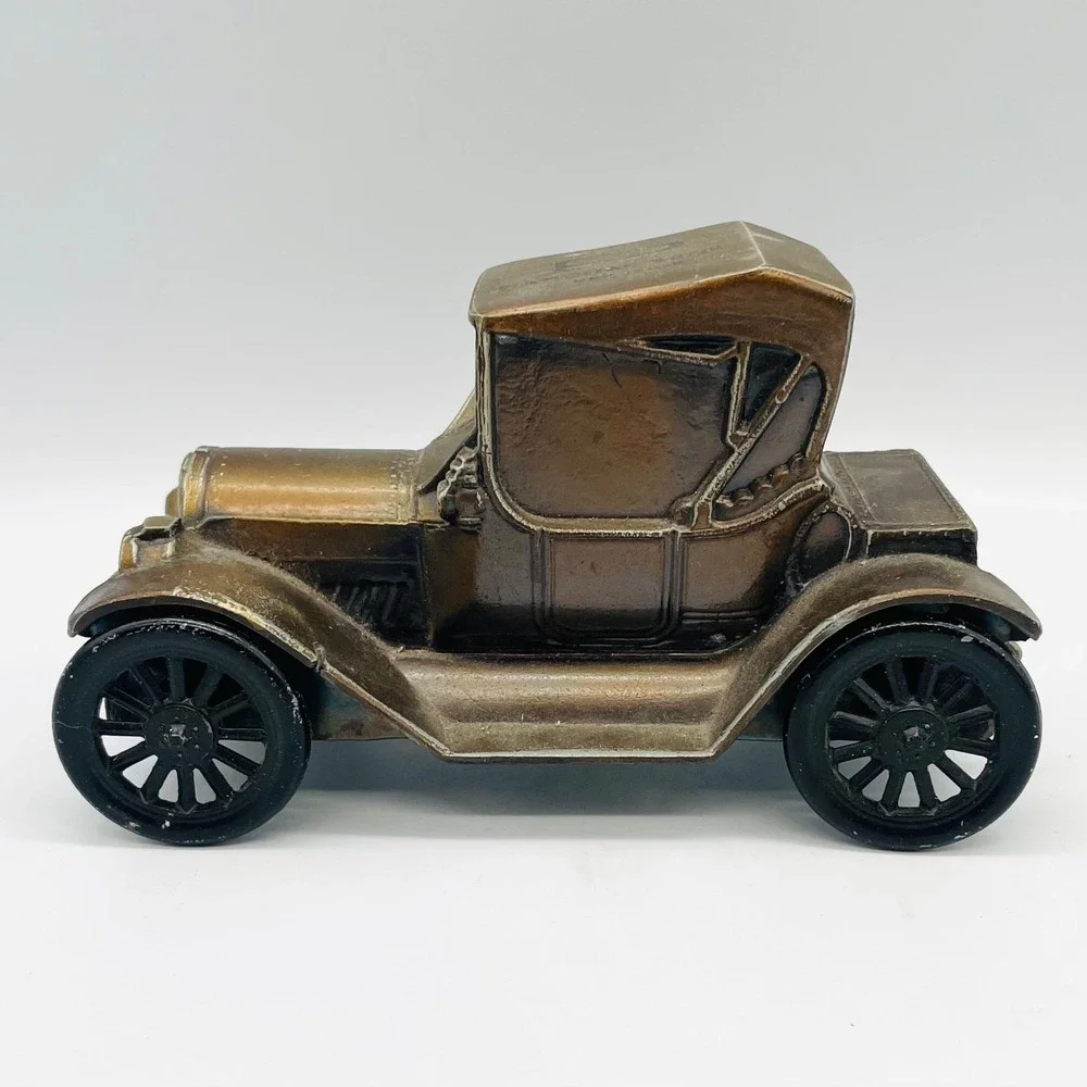 Peoples National Bank 1915 Model T Car Coin Bank Bronze Tone Vintage New Jersey